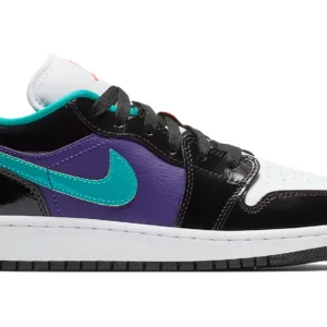 Jordan 1 Low Black Court Purple Turbo Green (GS)