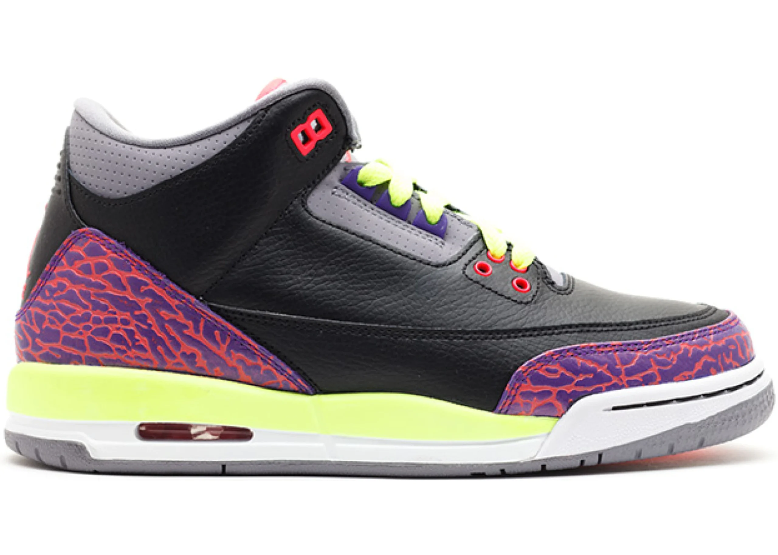 Jordan 3 Retro Black Atomic Red Volt (GS)