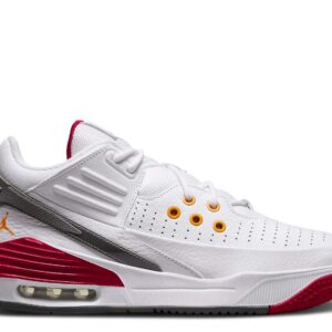 Jordan Max Aura 5 White Cardinal Red Classic Kicks